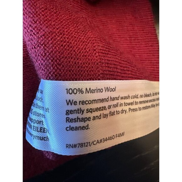 Eileen Fisher XS Merino Wool Red Turtleneck Long Tunic Sweater Minimalist - Picture 5 of 5